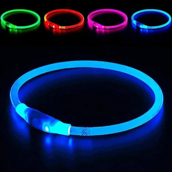 BOGO Blue Rechargeable LED Dog Collar Walk SAFELY Get your pet seen when walking - Picture 2 of 2